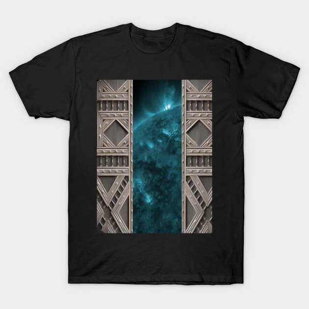 Secret Door-Blue sun T-Shirt by piksimp